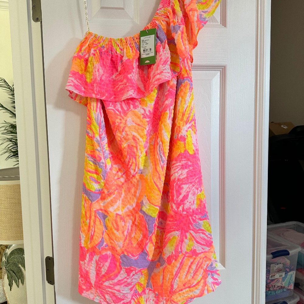 Lilly Pulitzer One Shoulder Dress - Pink, Orange, Yellow
